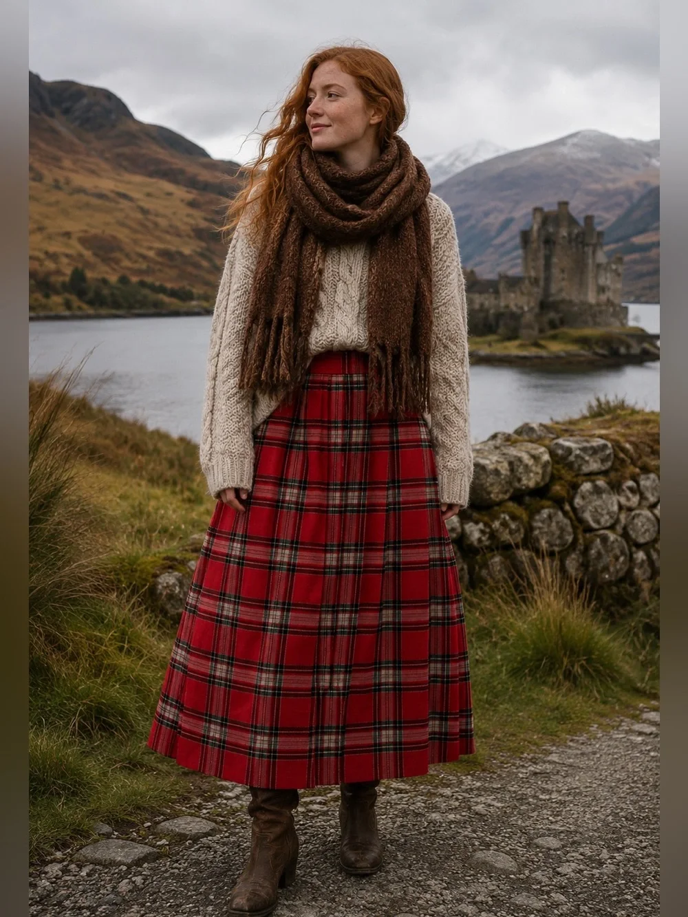 Red Plaid Tartan lined Women's Skirt scottish